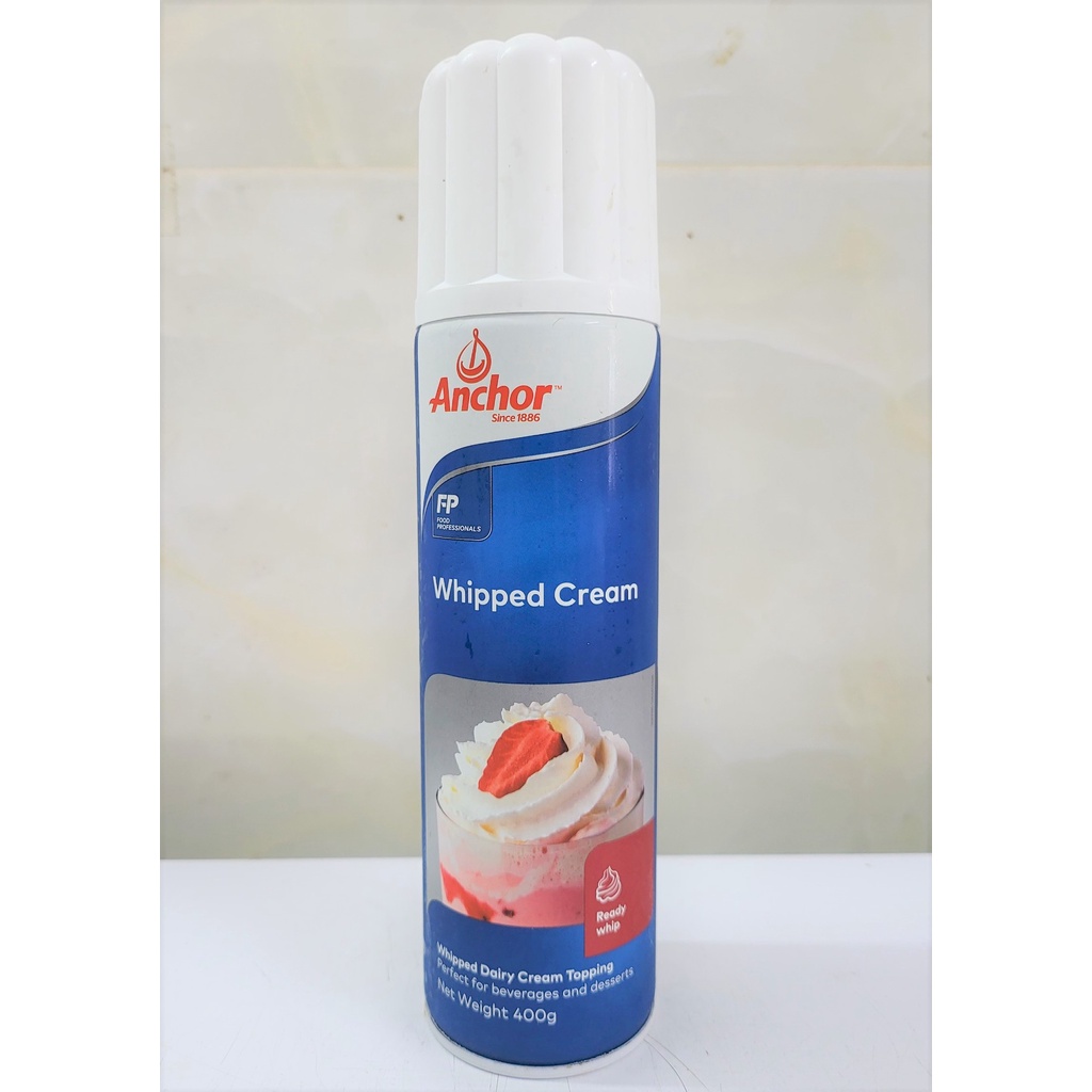 [Chai 400g] KEM TƯƠI DẠNG XỊT (Trang trí bánh, cà phê) [Belgium] ANCHOR Whipped cream (halal) (nw5)