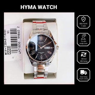 Đồng hồ nam dây thép mặt đen chính hãng Casio MTP 1384D-1AV Chống nước 100 mét - Size 41mm Bảo hành 1 năm Hyma watch