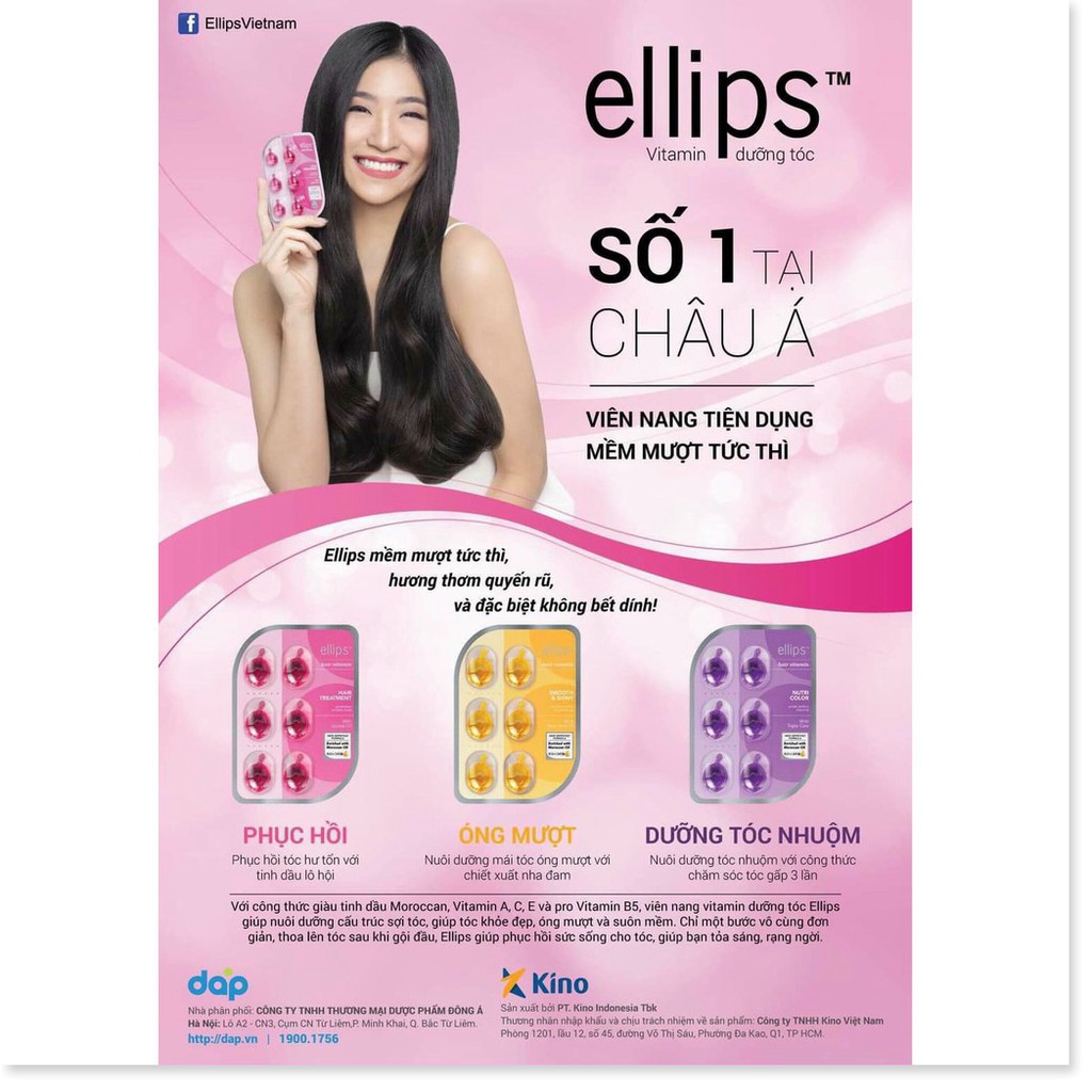 Viên dưỡng tóc Ellips dầu cá ellips phục hồi dành cho tóc nhuộm 1ml  6 viên