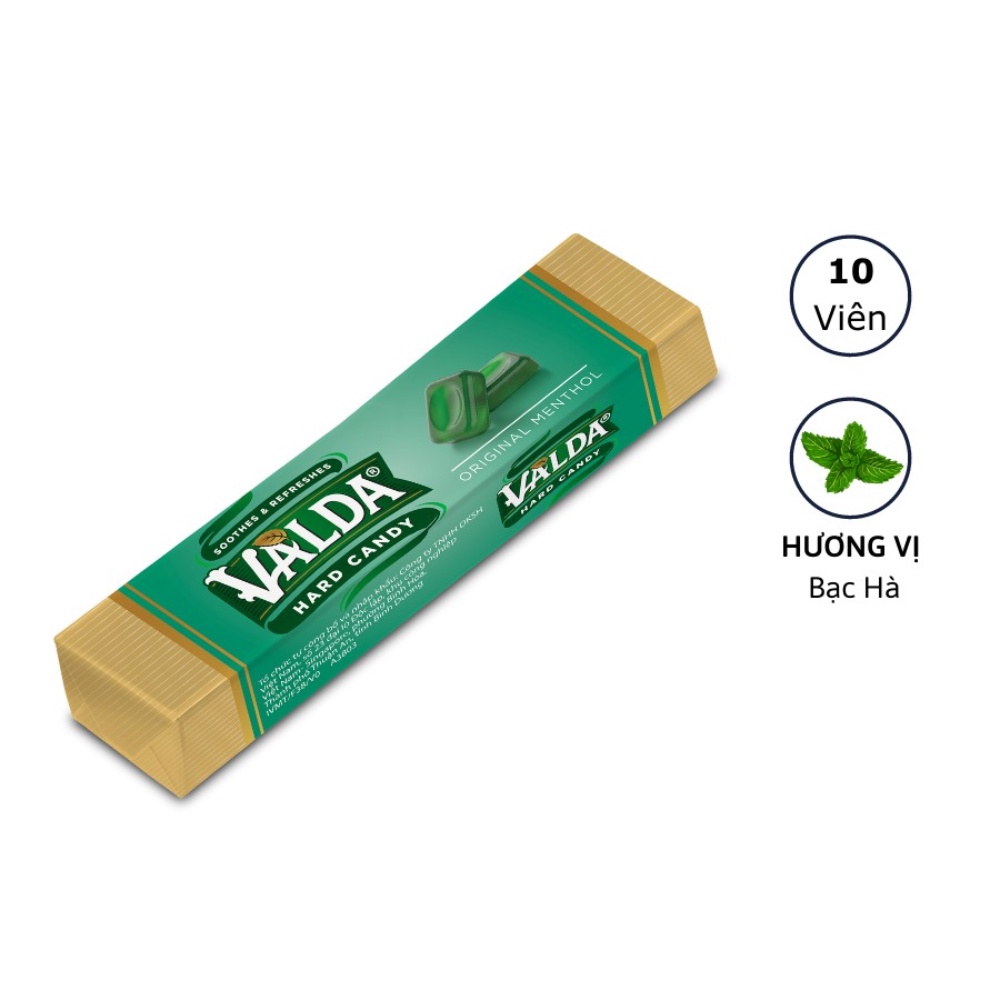 Combo 1 hộp kẹo ngậm Valda 50 viên/hộp và 3 gói kẹo dẻo Valda 20 viên/gói và 3 thanh kẹo Valda Hardy các vị