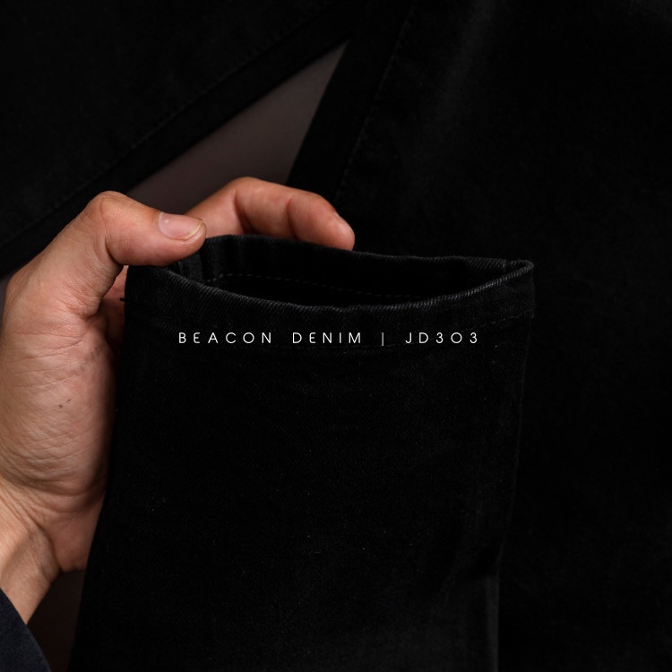Quần Jean Dài Nam Mẫu Đen Rách Gối BEACON DENIM Form Slim Fit Trẻ Trung JD303
