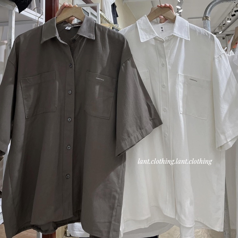 Áo sơ mi cộc tay túi chữ essen