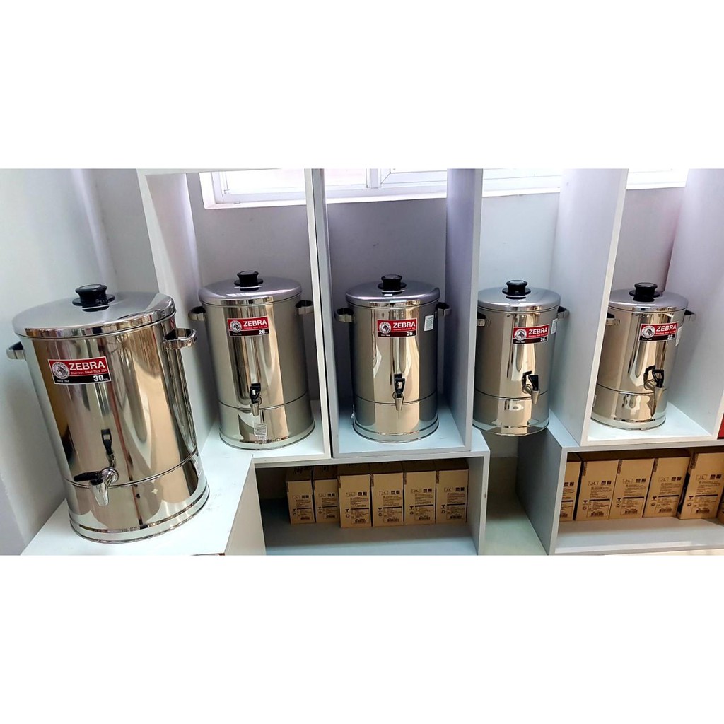 Thùng nước inox 304 Zebra Thái Lan 22cm-8.7L-114022, có vòi gạt