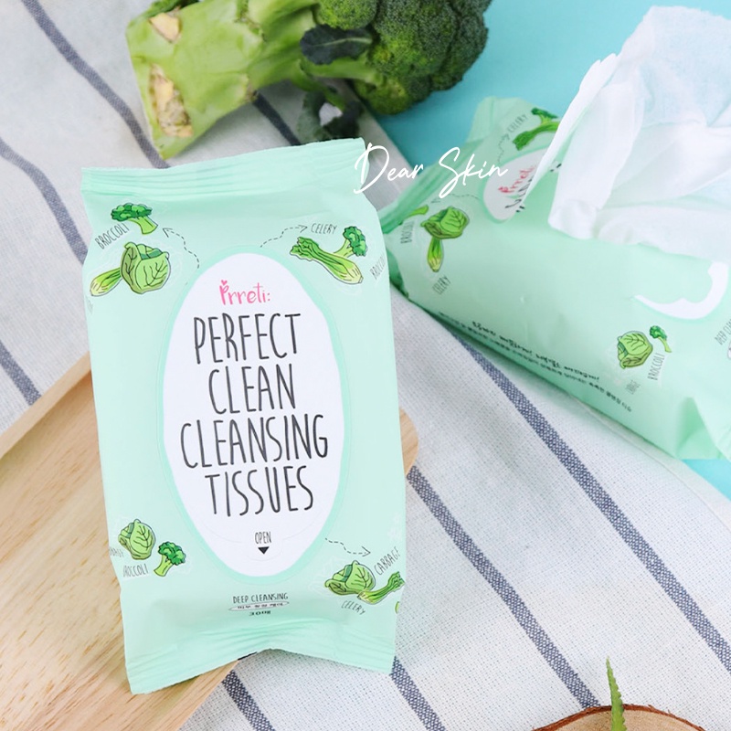 Khăn Tẩy Trang Prreti Perfect Clean Daily Cleansing Tissues loại bỏ bụi bẩn, sạch sâu Hàn Quốc 30ml