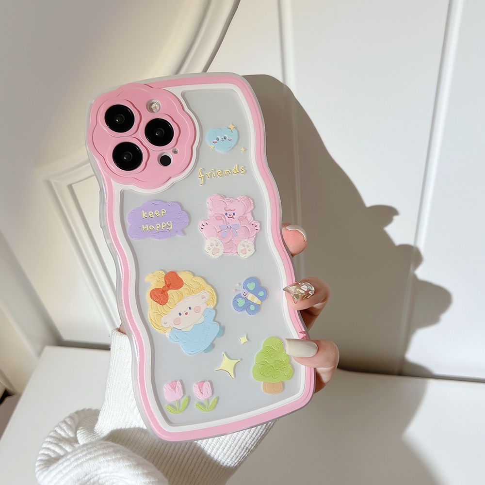 Ốp Điện Thoại Tpu In Hình Gấu Hoa Graffiti Có Dây Đeo Cho IPhone 13 Promax 12 11 7 Plus X XR XSMAX