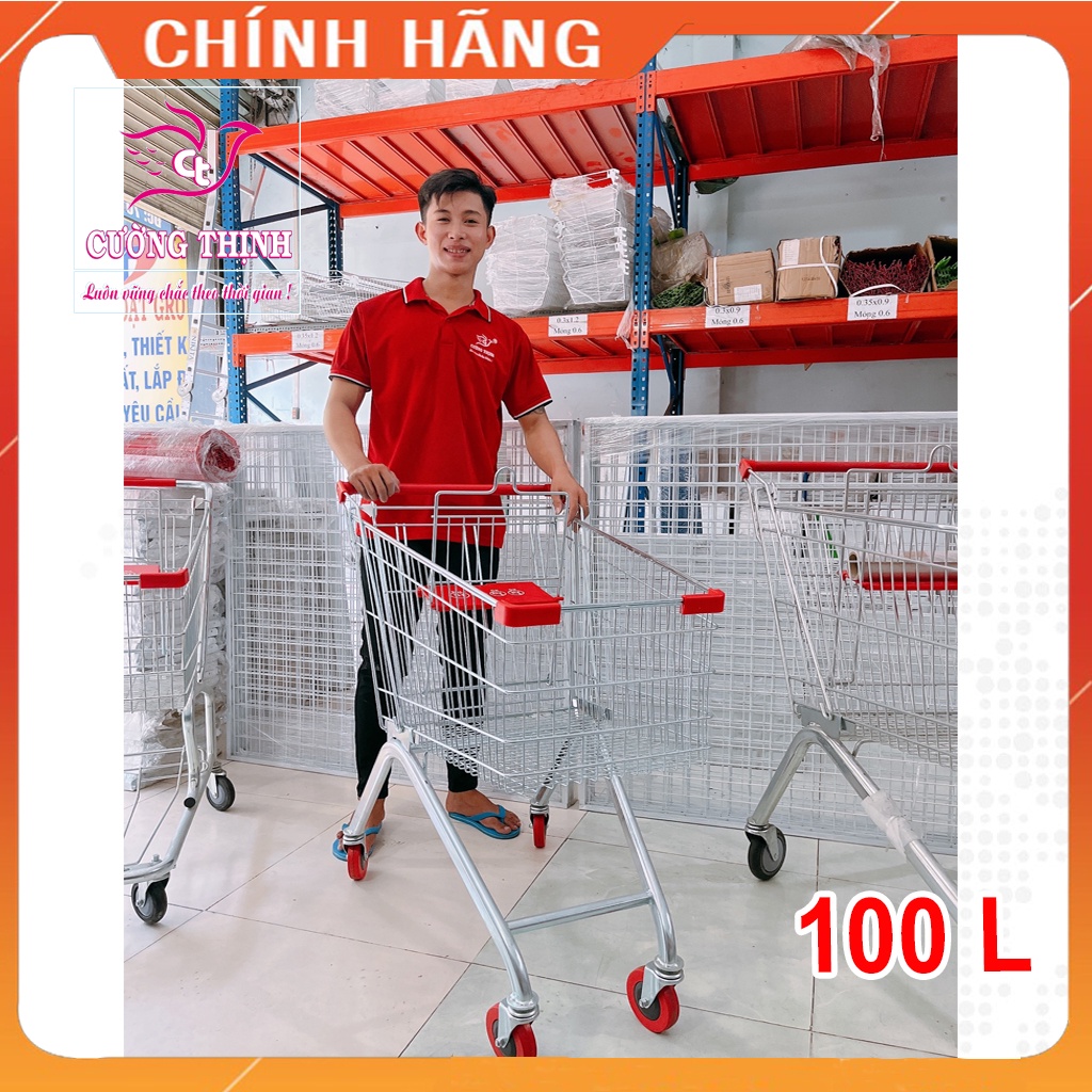 Xe đẩy siêu thị 100 lít, mua sắm, đẩy hàng