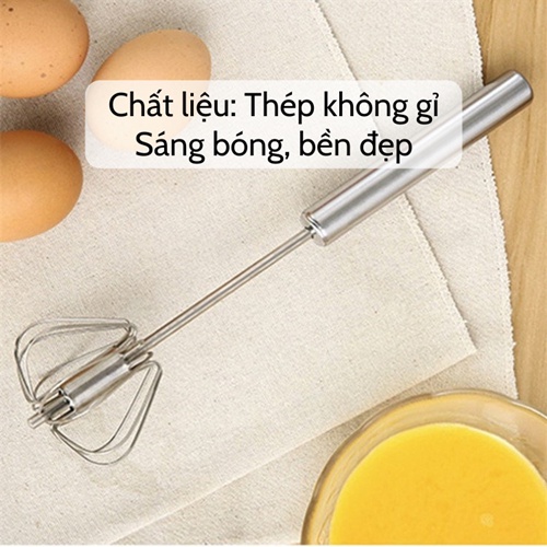Cây đánh trứng 🥚SALE🥚 Dụng cụ đánh trứng cầm tay có trục xoay tự động thép không gỉ dễ sử dụng bền đẹp tiện dụng