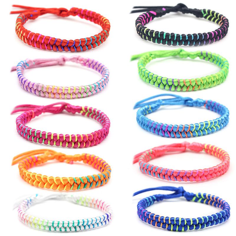Set 10 Vòng Tay Bện Sợi Thủ Công Nhiều Màu Sắc Tùy Chỉnh Tiện Dụng