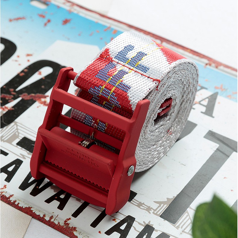 Long-term spot off ow yellow belt17ss white industrial style canvas thêu belt tide