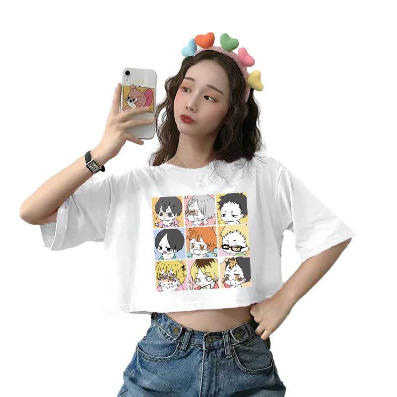 Áo Thun Crotop Form Rộng Tay Ngắn In Hình Anime Nhật Bản Ulzzang Style Hàn Quốc TTT0134