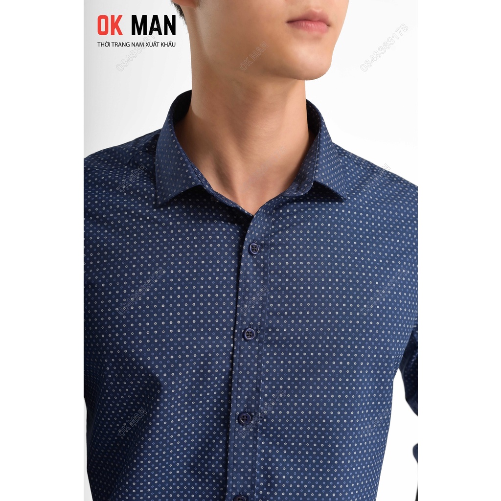 Áo sơ mi nam, form slimfit, 3 màu, chất liệu cotton, OkMan - SMDTZR