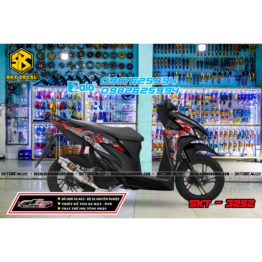 tem rời vario đen đỏ samurai cô gái 3252