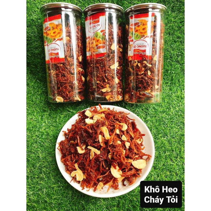 Khô heo cháy tỏi - lon pet 300gram - loại 1