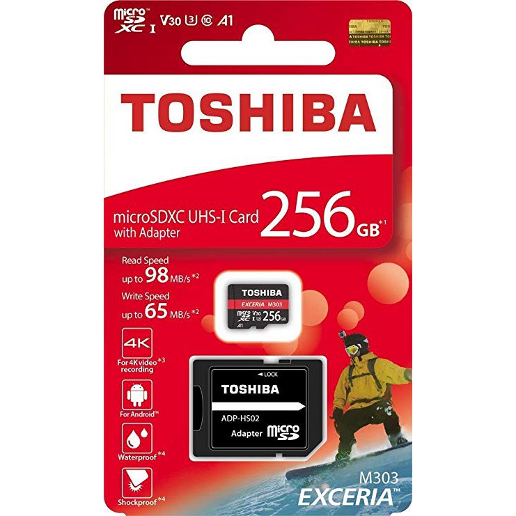 Thẻ nhớ 256GB MicroSDXC Toshiba Exceria U3 hổ trợ Video 4K - BH 5 năm