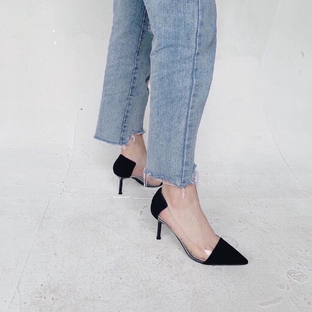 MÃ H30 Giày cao gót phối mika gót nhọn cao 7p sang chảnh