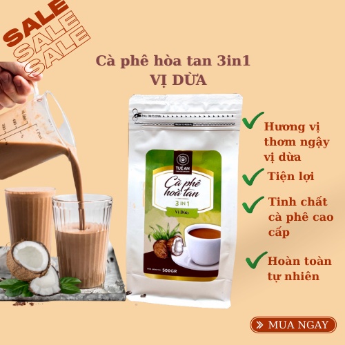 Cà phê hòa tan sữa dừa Tuệ An cafe capuchino vị dừa ngon | BigBuy360 - bigbuy360.vn