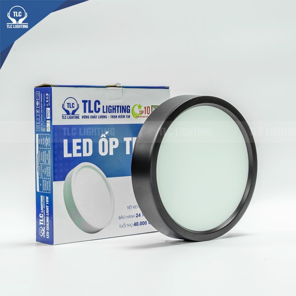 Đèn led ốp trần nổi vuông/tròn vỏ đen TLC Lighting - 12W,18W,24W
