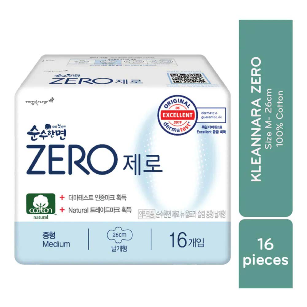 Băng Vệ Sinh Kleannara Zero Mặt Bông Siêu Mỏng Cánh 26cm 16 Miếng