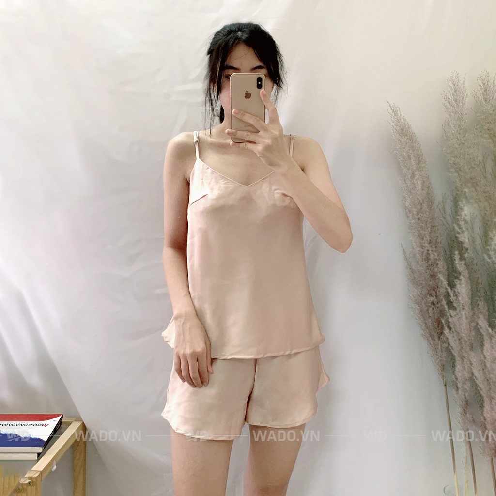 Bộ đồ ngủ, quần áo ngủ Lụa Satin Cao Cấp Wado, Chất lụa mềm mịn cho nữ