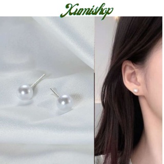 Bông Tai Nữ Ngọc Trai Nhân Tạo Hàn Quốc Tròn To Nhỏ Màu Hoa Tai Xumishop
