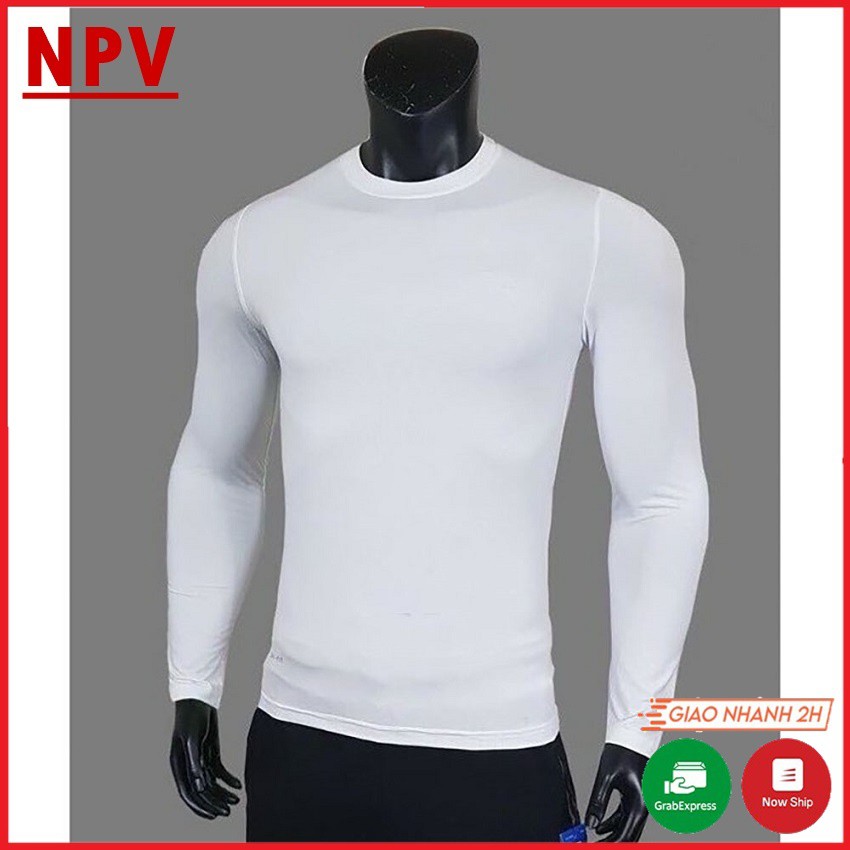 Áo thể thao dài tay nam NPV co giãn tốt, áo giữ nhiệt chất cotton mỏng mịn, dáng ôm body