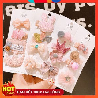 Sét Kẹp Tóc Cho Bé 4 Món Đính Nơ Phong Cách Hàn Quốc Siêu Đáng Yêu