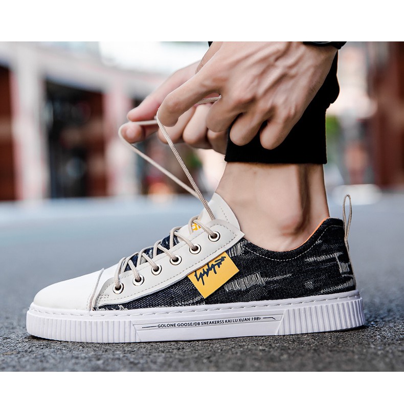 [MASTMS18 Giảm 15 Max 30K Đơn 99K] Giày Sneaker Nam Vải Bò Rách Phối Da Cao Cấp, Fullbox | BigBuy360 - bigbuy360.vn