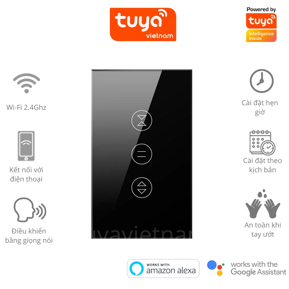 Công Tắc Điều Khiển Cửa Cuốn Thông Minh TUYA, Wifi, Chữ Nhật, Điều Khiển Bằng Giọng nói, Cài Đặt Hẹn Giờ