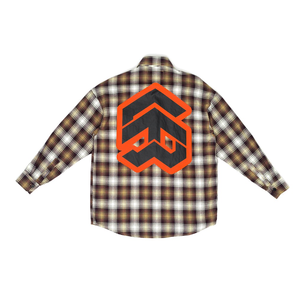 5THEWAY® /stroke/ BIG LOGO FLANNEL SHIRT™ in PURPLE/ORANGE aka Áo Sơ Mi Form Flannel Nâu