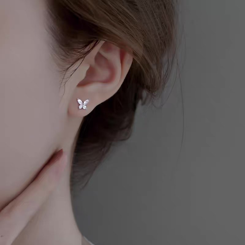Khuyên tai bạc nữ hình bướm (Giá bán/1 đôi) [KNXK33]
