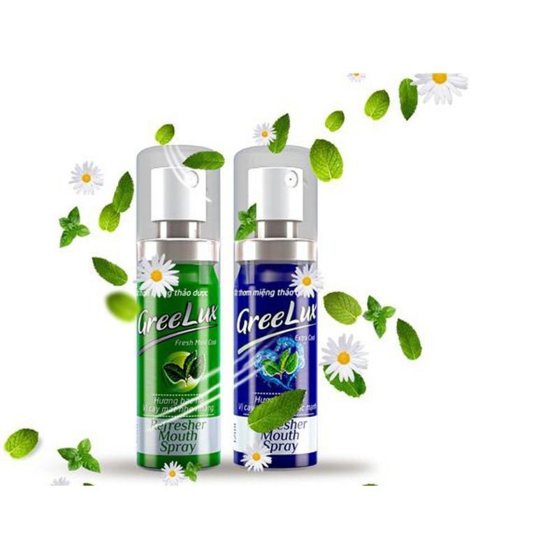 (2 LOẠI) Xịt thơm miệng ngăn ngừa vi khuẩn GreeLux 12ml