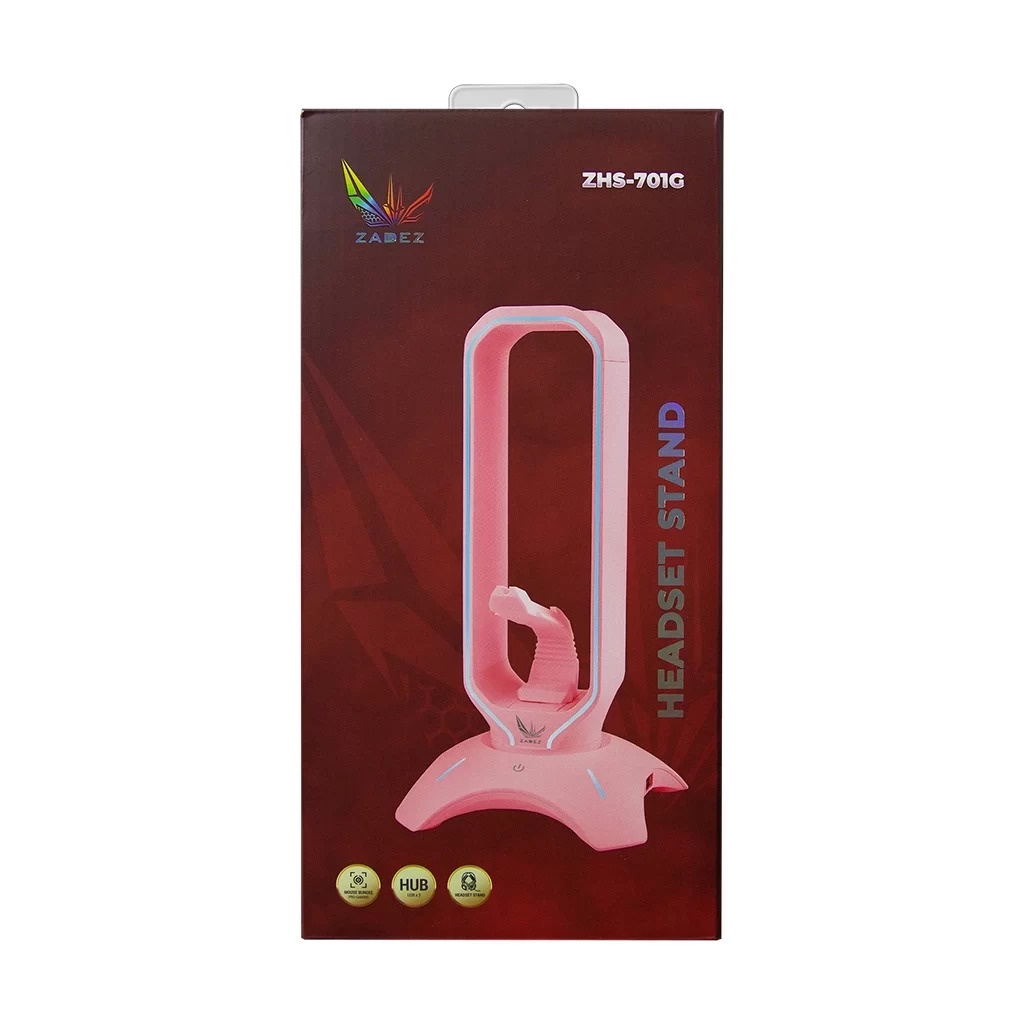 Đế Treo Tai Nghe Cao Cấp Màu Hồng Đèn LED RGB kiêm Mouse Bungee và Hub USB 3.0 ZADEZ ZHS-701GP PINK - Hàng chính hãng