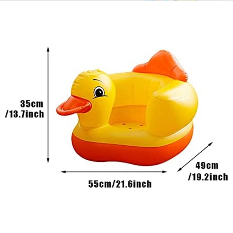Ghế ngồi tập ăn cho bé thiết kế bơm hơi hình con vịt vàng chất liệu PVC