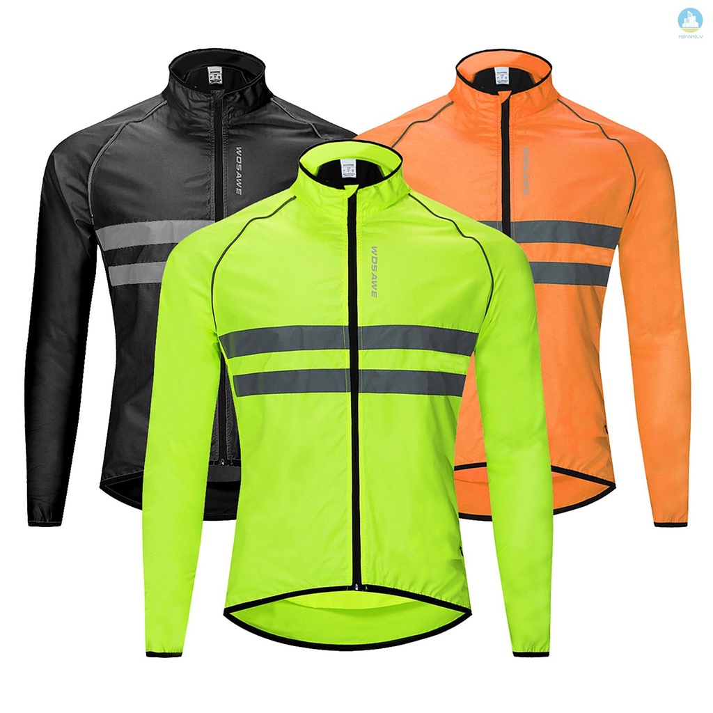 Áo khoác tay dài phản quang chống gió chống thấm tiện dụng cho người đi xe đạp