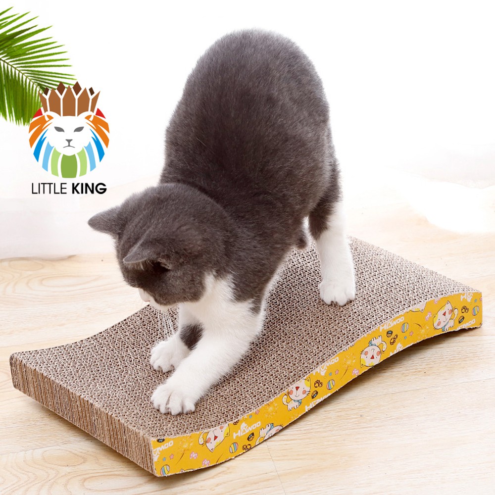 Bàn cào móng cho mèo cong chất liệu bìa carton tặng kèm catnip cho mèo Little king pet shop