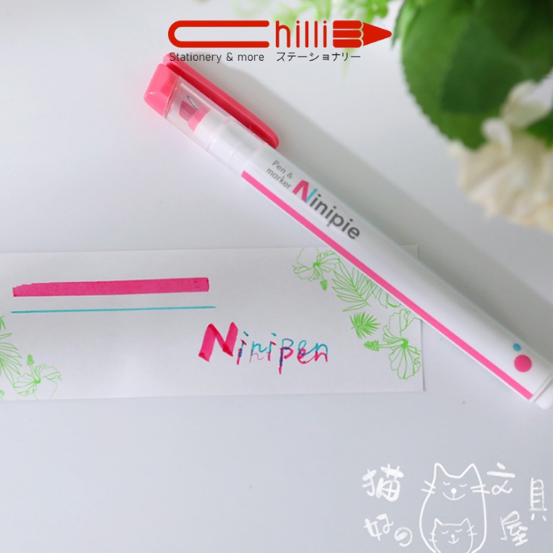 Bút Highlight Pastel Sun-Star 2 Đầu Ninipie Tích Hợp Ngòi Kim Và Highlight Nhiều Màu Xinh Xắn