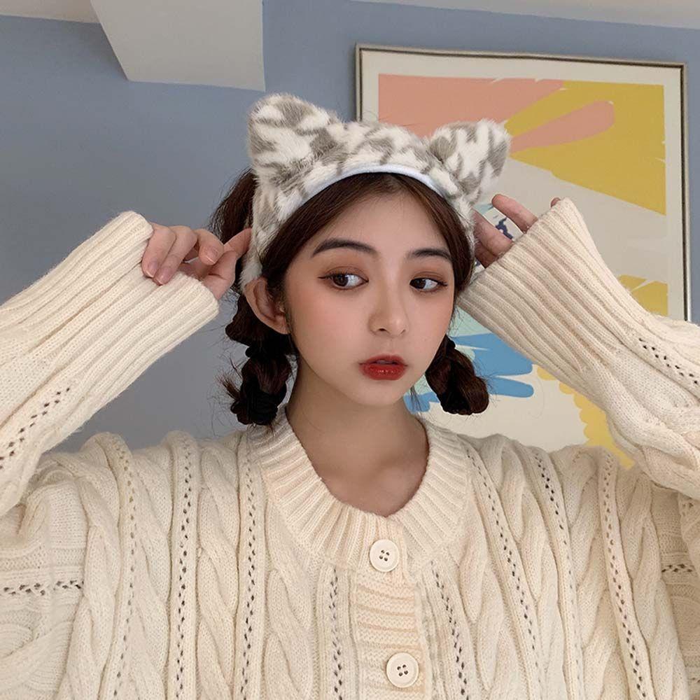 Cài Tóc Tai Mèo Họa Tiết Da Báo Phong Cách Hàn Quốc VANES1