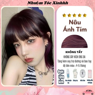 Thuốc Nhuộm Tóc Màu NÂU TÍM Không Tẩy | sáng da nâng tonee