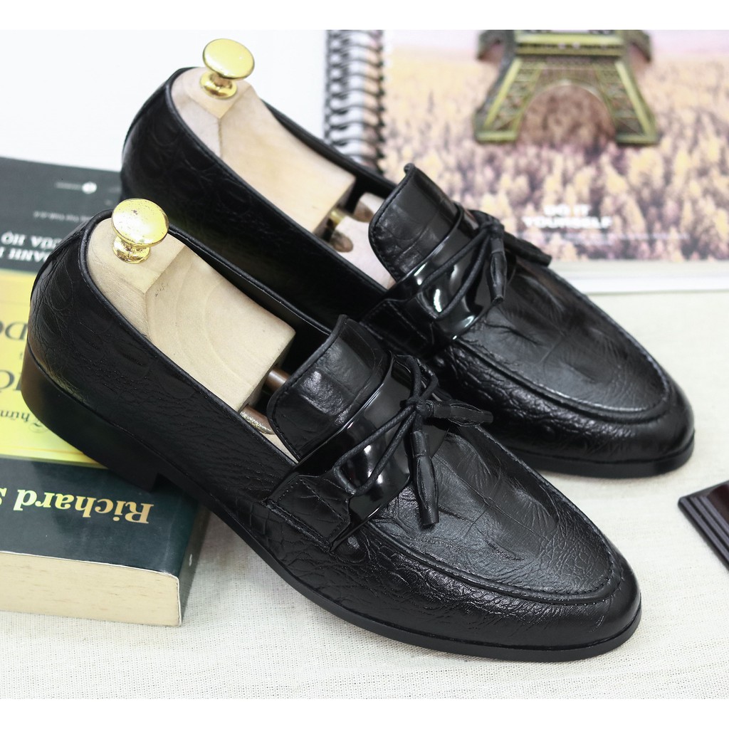 Giày Da Nam,giày lười nam,giày nam đẹp chuông đen mã L177 | BigBuy360 - bigbuy360.vn