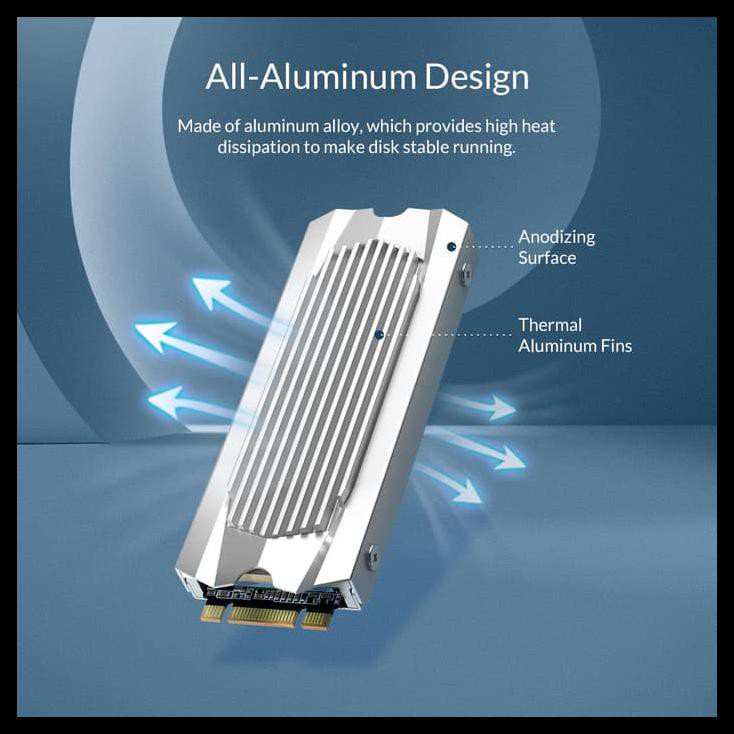 Đế Tản Nhiệt Bằng Nhôm Orico M.2 Nvme Sata - M2Srb - Blue Mpd085