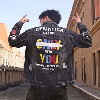 Áo bò jean nam áo khoác đen 2020