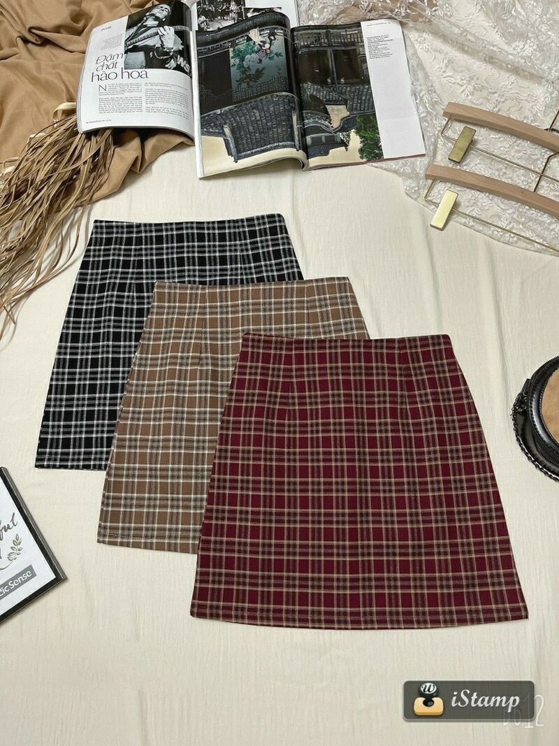 Chân váy kẻ thô quảng châu nhiều màu đứng dáng | BigBuy360 - bigbuy360.vn