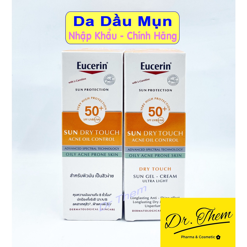 Kem Chống Nắng Eucerin Cho Da Dầu Mụn Eucerin Sun Gel-Cream Dry Touch Oil Control SPF50+ 50ml - Giảm Nhờn