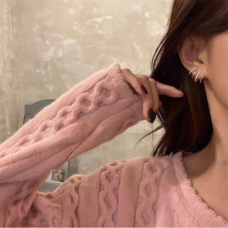 1 Đôi Bông Tai Đính Đá Thời Trang Đơn Giản Cá Tính Dành Cho Nữ
