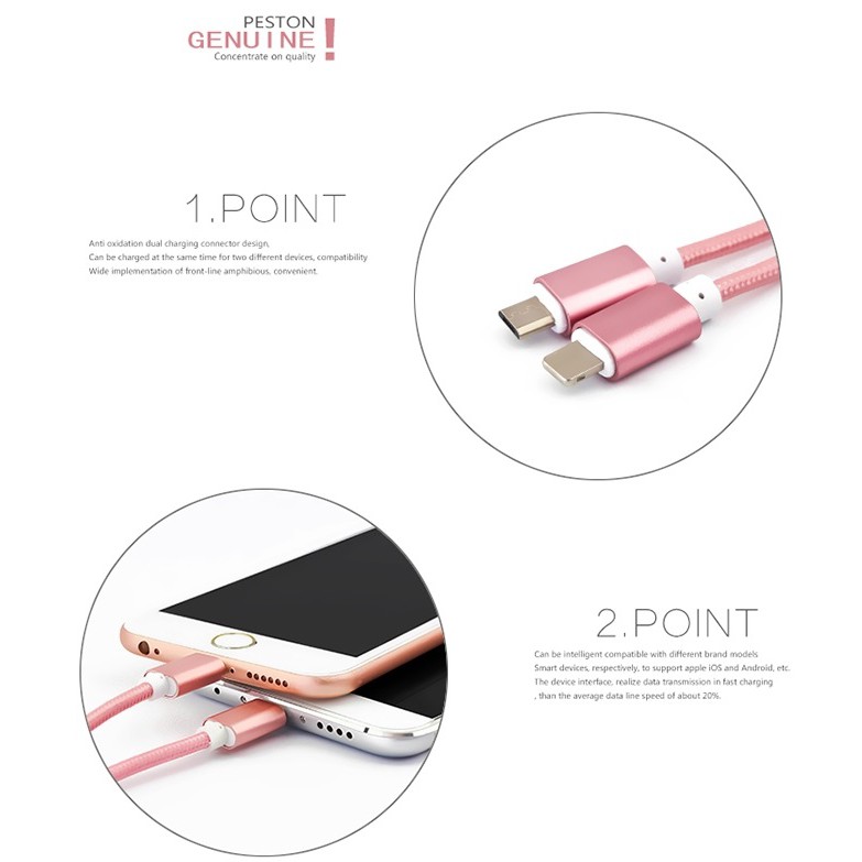 Cáp sạc 2 in 1 (Lightning và MicroUSB) kết hợp móc khóa dùng cho pin dự phòng