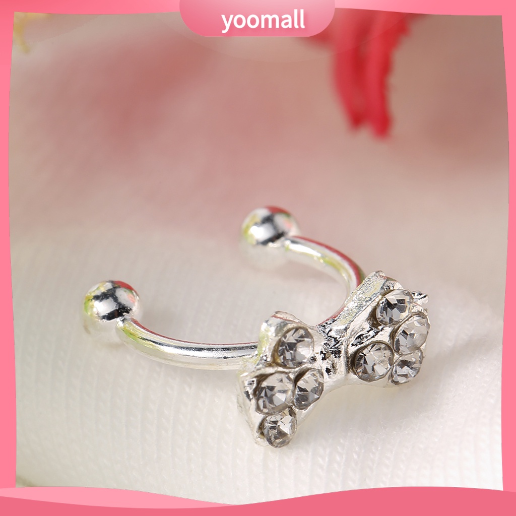 Khuyên tai nơ đính đá pha lê thời trang thanh lịch dành cho nữ