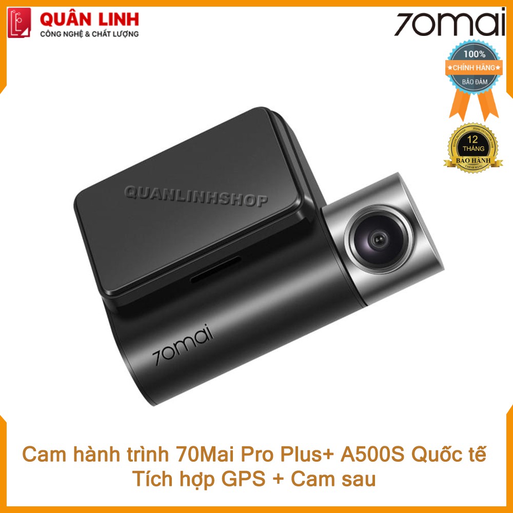 Camera hành trình 70mai Dash Cam Pro Plus+ A500S Quốc tế. Tích hợp sẵn GPS + cam sau - Bảo hành 12 tháng