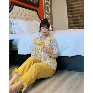 [💥Mẫu Mới💥] Bộ Mặc Nhà Tiểu Thư Cổ Ren Tay Bèo Dễ Thương Chất Mềm Mát