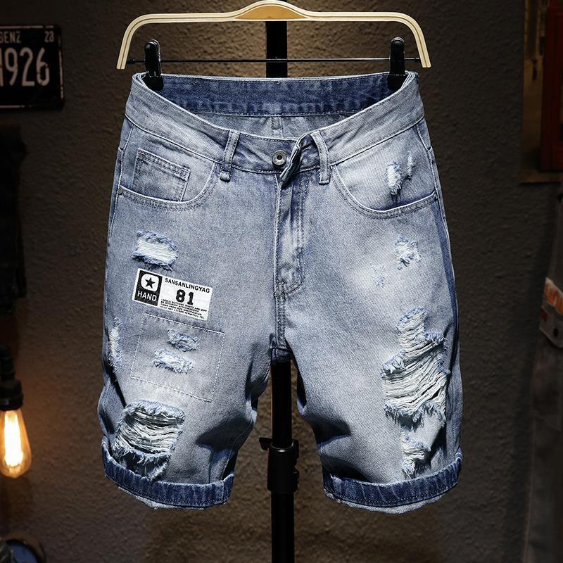 Quần Short Jean Rách Màu Sắc Cá Tính Thời Trang Cho Nam Phong Cách Hàn Quốc