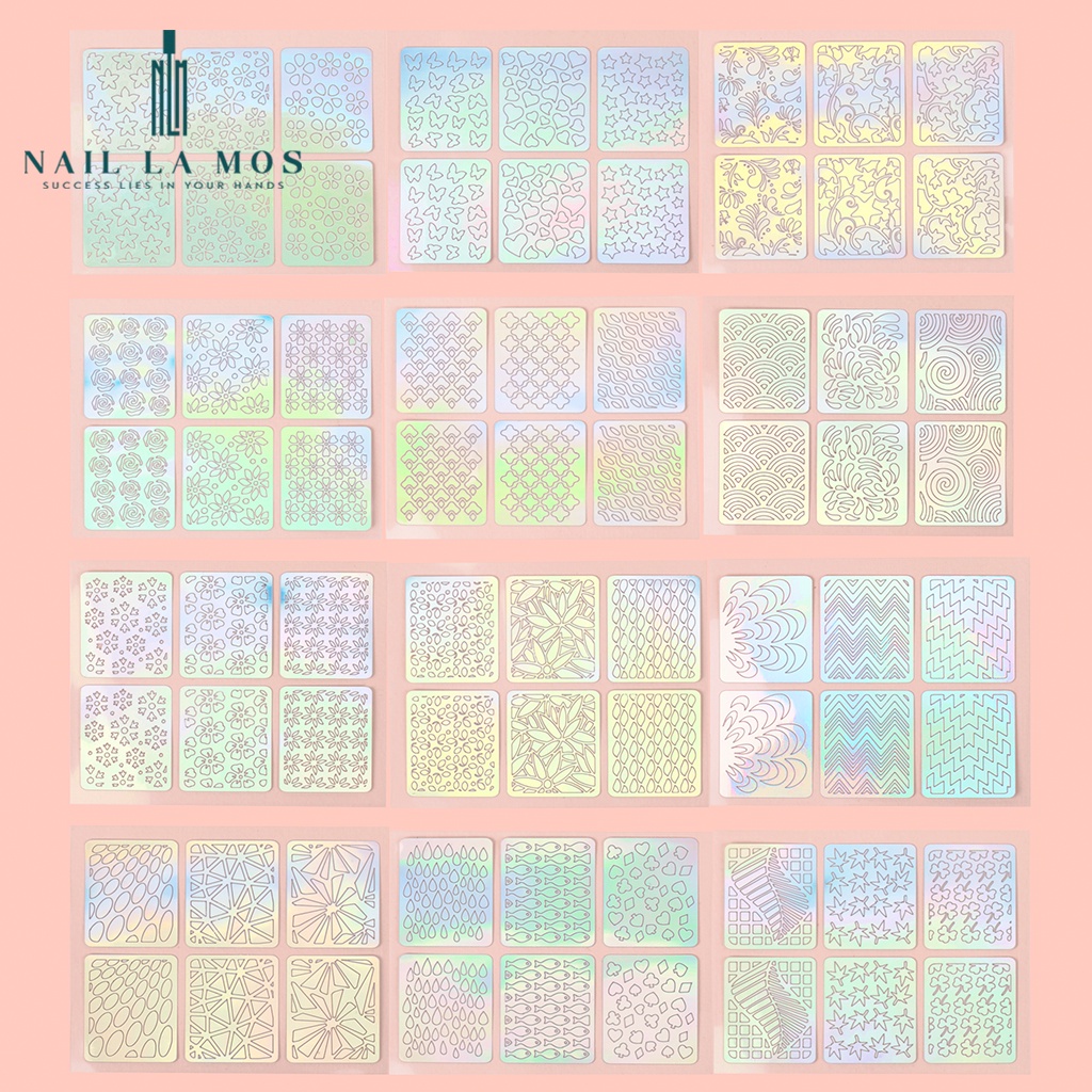 Set 24 tấm gồm 72 mẫu miếng dán hỗ trợ sơn móng tay – Sticker tip guides 3d french nail